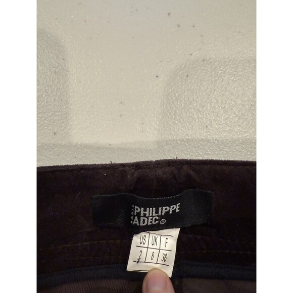 Philippe Adec Paris Velvet Pants Womens 2 Straight Leg Workwear Academia Scholar - Picture 3 of 7